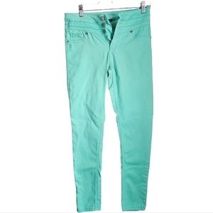 Rue 21 neon teal 3 botton jeans high waist jegging 9 / 10 R